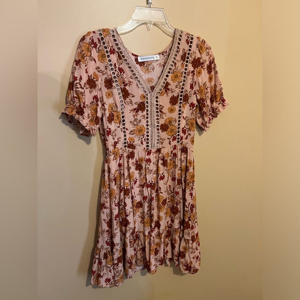 Rusttydustty floral‎ boho dress small